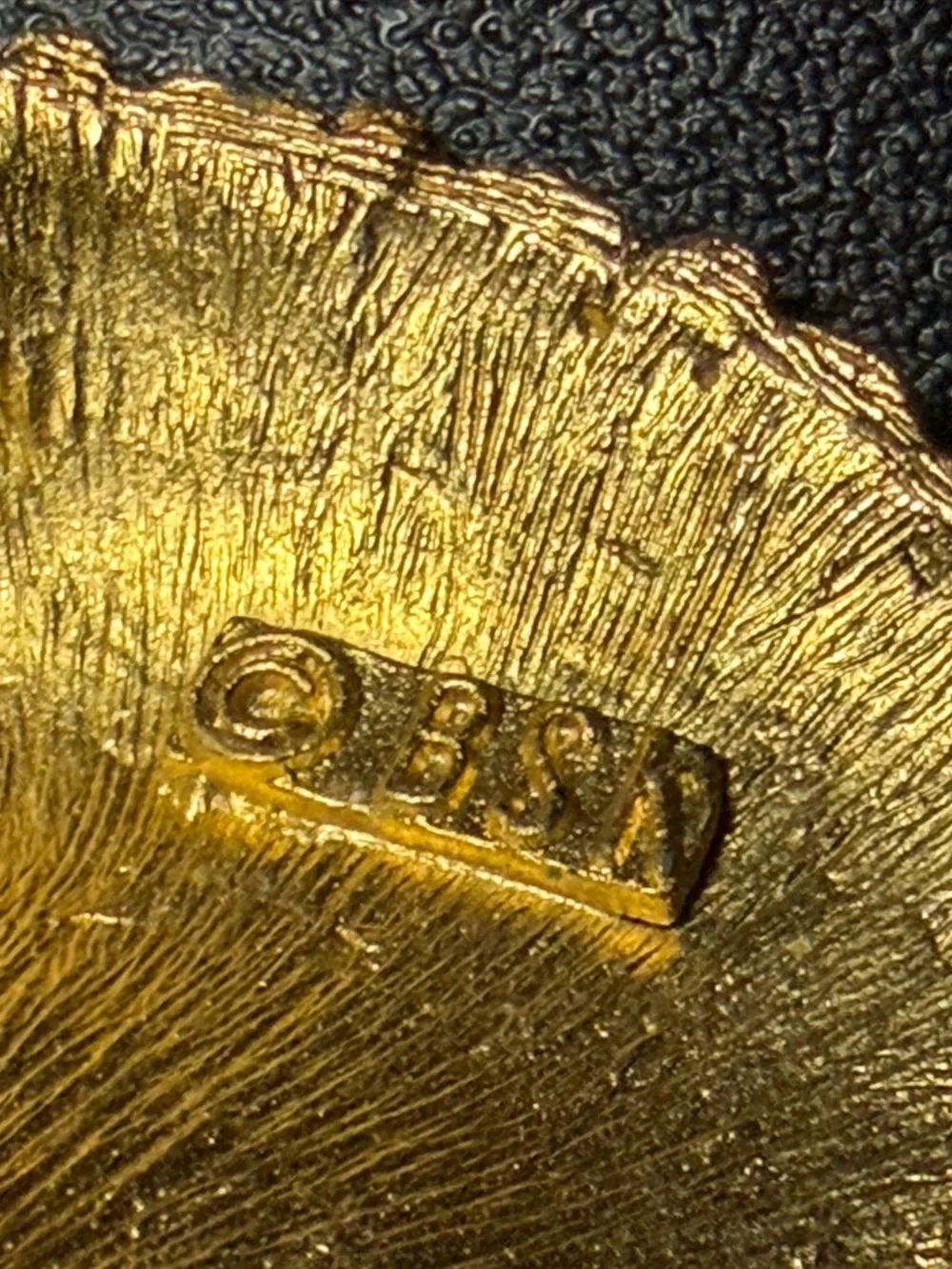 Stunning Vintage Gold-Tone BSK Swirl Brooch with Crystal Accents!
